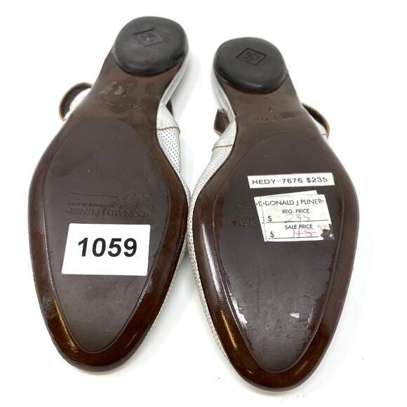 New No‎ Box Donald J Pliner Hedy Silver Metallic Leather Ballet Sling Back Flats - Picture 7 of 11